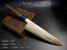 Charger l&#39;image dans la galerie, CHEF 205 mm. Japanese Style Kitchen Knife, Author&#39;s work, Single copy. #6.095