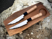 Load image into Gallery viewer, SET 2 PETTY KNIVES &amp; FEEDING BOARD! Forged Kitchen Knife, Japanese Style.