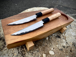 SET 2 PETTY KNIVES & FEEDING BOARD! Forged Kitchen Knife, Japanese Style.