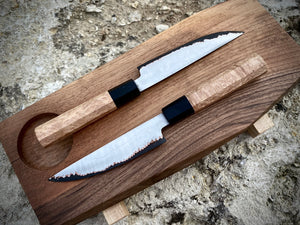 SET 2 PETTY KNIVES & FEEDING BOARD! Forged Kitchen Knife, Japanese Style.