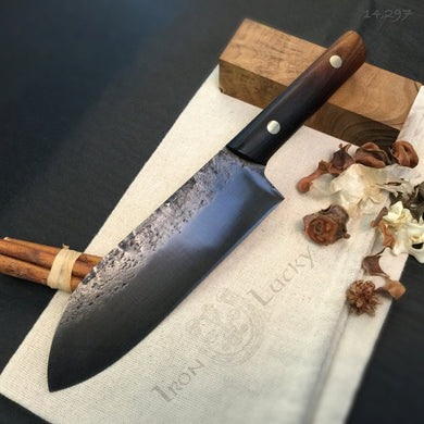 Santoku, Japanese Chef Knife, Hand Forge, Single Copy. - IRON LUCKY